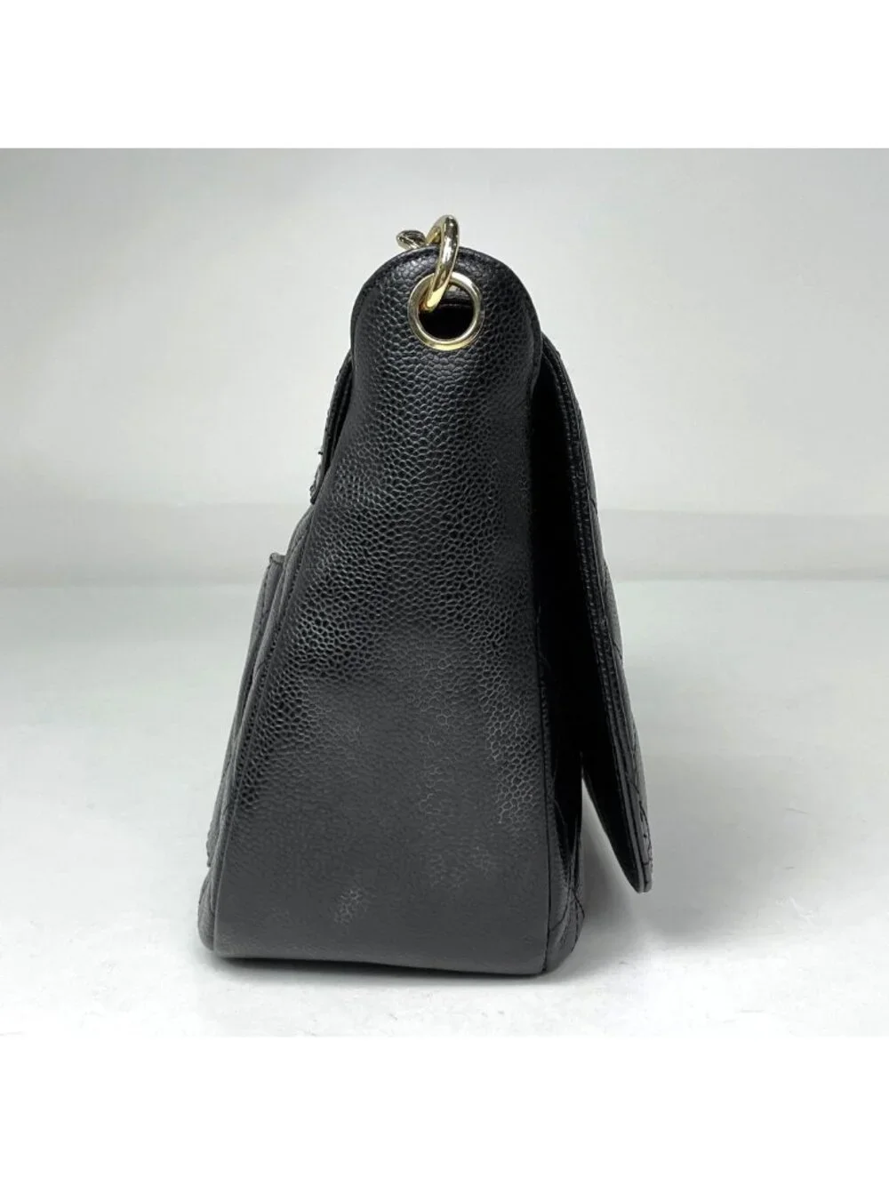 Chanel Shoulder Bag CC Logo Quilted Caviar Leather Black